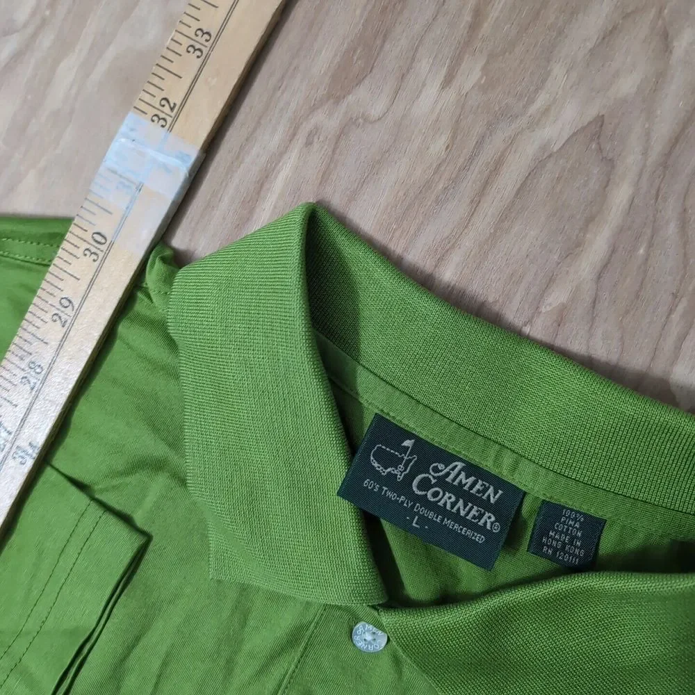 Amens Corner Men's L 60's Two Ply Double Mercerized Augusta Masters Polo Green - Picture 3 of 5